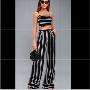 Navy Blue Snd White Stripe 2 Piece Jumpsuit